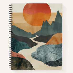 Carnet Paysage de montagne au coucher du soleil sur la ri
