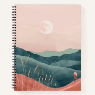Carnet Paysage de montagne bohème sarcelle Clair de lune