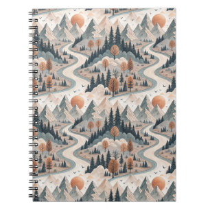 Carnet Paysage de montagne et rivière Motif abstrait Boho