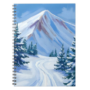 Carnet Paysage de montagne hivernale aquarelle neige natu
