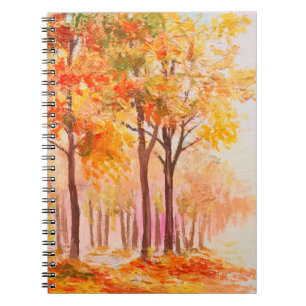 Carnet Paysage de peinture à l'huile - forêt d'automne co