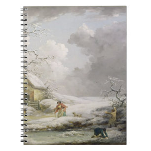 Carnet Paysage hivernal avec des hommes qui font des vagu
