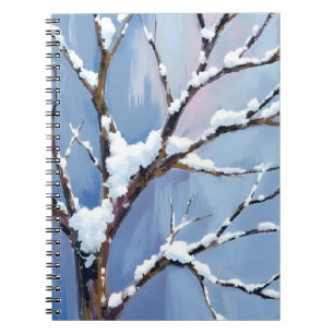Carnet Paysage hivernal Branches d'arbre enneigées Peinte