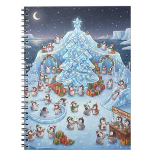 Carnet Paysage hivernal enchanté avec des pingouins migno