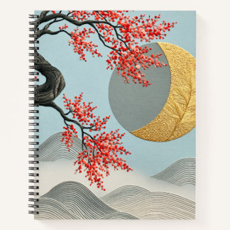 Carnet Paysage lunaire minimaliste de cerisier japonais
