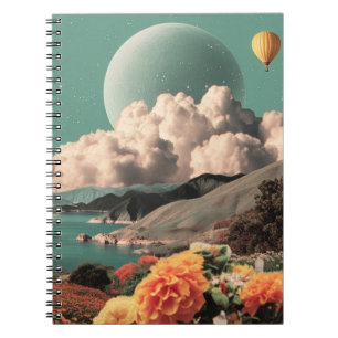 Carnet Paysage Montagnard Surréaliste avec Planètes et Nu