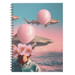 Carnet Paysage onirique surréaliste avec des requins et d