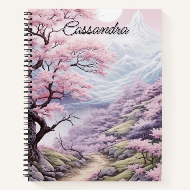 Carnet Paysage personnalisable de fleurs de cerisier (Devant)