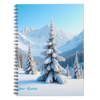 Carnet Paysage serein de montagne enneigée et pin d'hiver