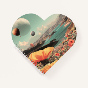 Carnet Paysage surréaliste avec ballons aériens et lune