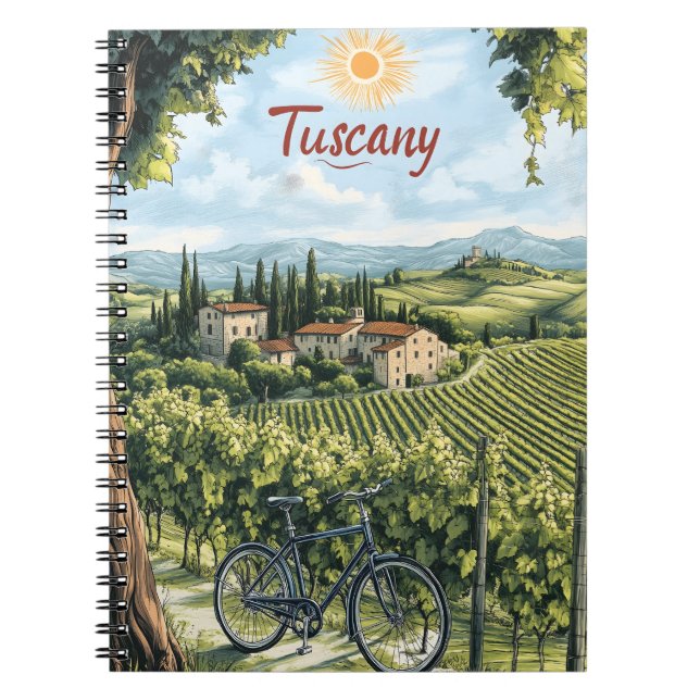 Carnet Paysage toscan avec vignobles et un vélo (Devant)