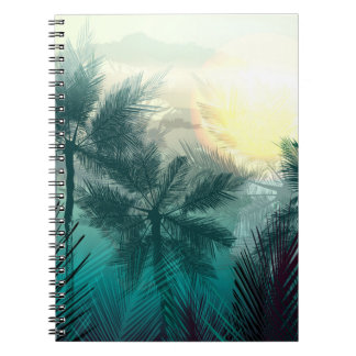 Carnet Paysage tropical de jungle avec palmiers et feuill