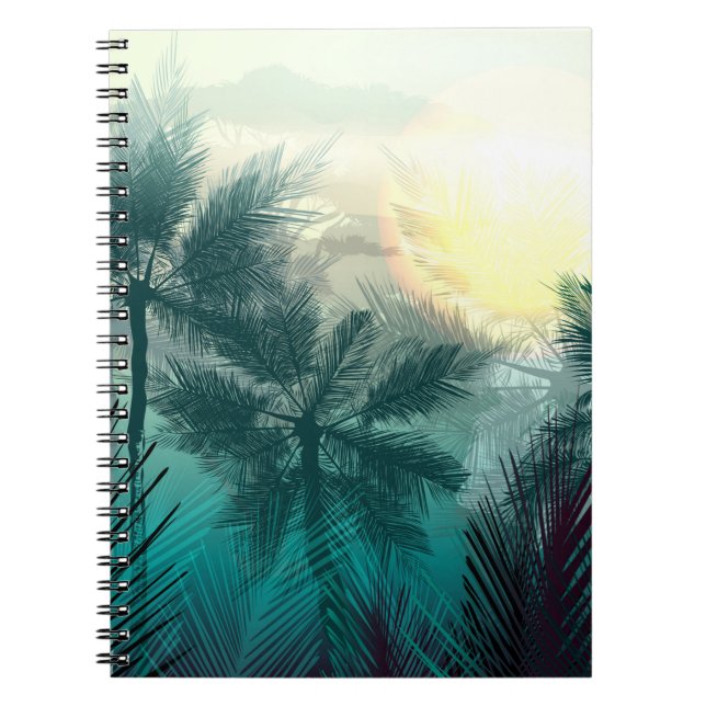 Carnet Paysage tropical de jungle avec palmiers et feuill (Devant)