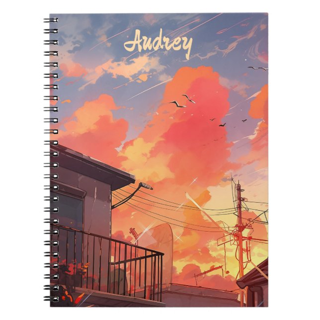 Carnet Paysage urbain d'anime Ciel Esthétique - Coucher d (Devant)