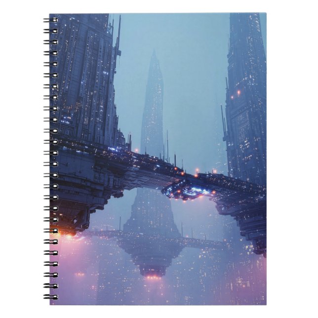 Carnet Paysage urbain futuriste avec des structures flott (Devant)