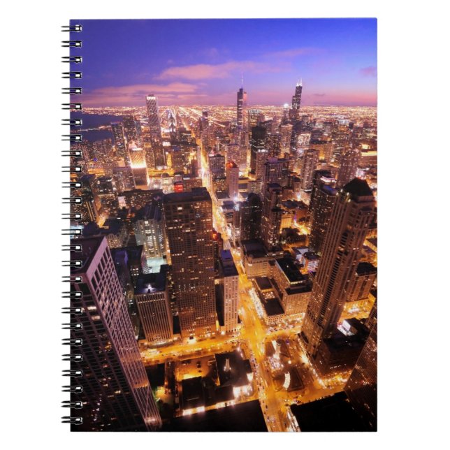 Carnet Paysage urbain la nuit de Chicago (Devant)