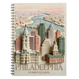 Carnet Paysage urbain texturé vintage de Philadelphie aux