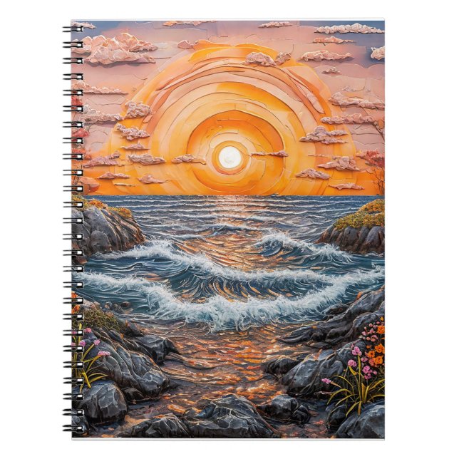 Carnet Paysage vibrant de coucher de soleil sur l'océan (Devant)