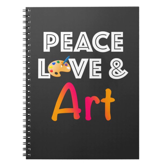 Carnet Peace Love & Art Design avec Palette de Peintre (Devant)