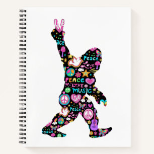 Carnet Peace Love Bigfoot Hippie Funny Bigfoot Lover