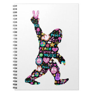 Carnet Peace Love Bigfoot Hippie Funny Bigfoot Lover