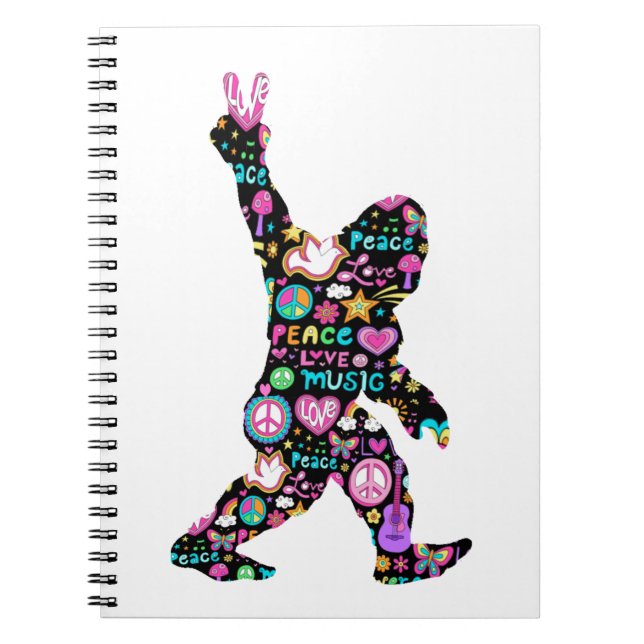 Carnet Peace Love Bigfoot Hippie Funny Bigfoot Lover   (Devant)