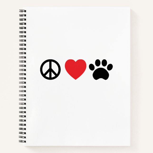 Carnet Peace Love Paw (Devant)