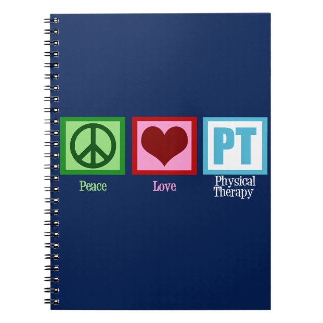 Carnet Peace Love Thérapie physique Bleu PT (Devant)