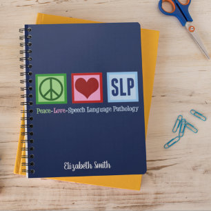 Carnet Peace Love Voix Langue Pathologie SLP Personnalisé