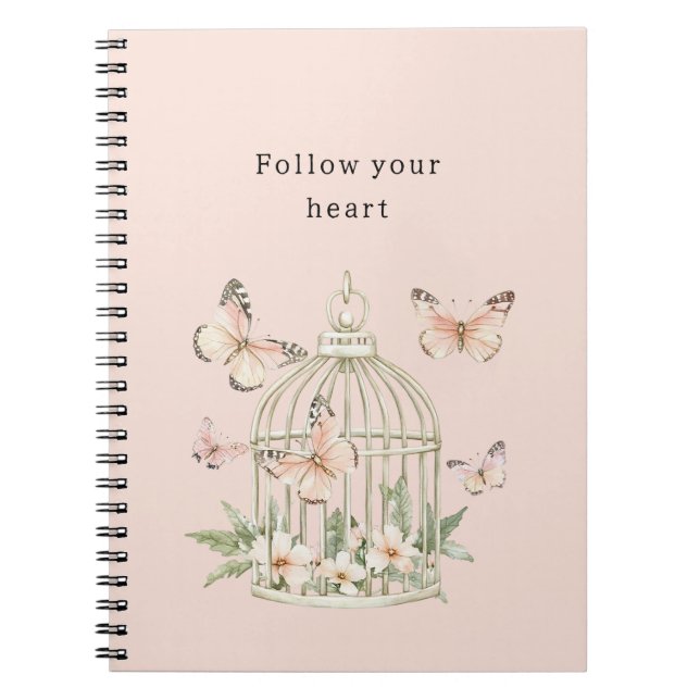Carnet Peach Butterflies Cage Floral (Devant)