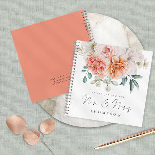 Carnet Peach Coral Peonies Souhaite Nouveau Monsieur Mme