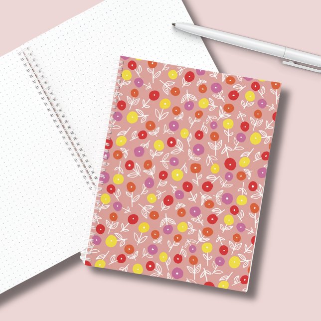 Carnet Peach floral dito boho (Cute peach floral ditsy notebook.  Cute for kids stationery and back to school.)