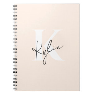 Carnet Peach Pale Moderne Nom Personnalisé Monogramme -