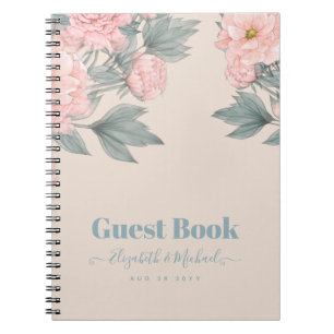 Carnet Peach Peonies Sage Floral Budget Mariage