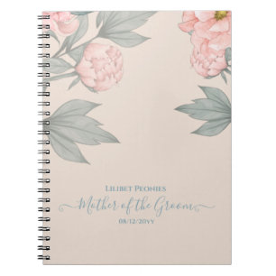 Carnet Peach Peonies Sage Floral Budget Mariage