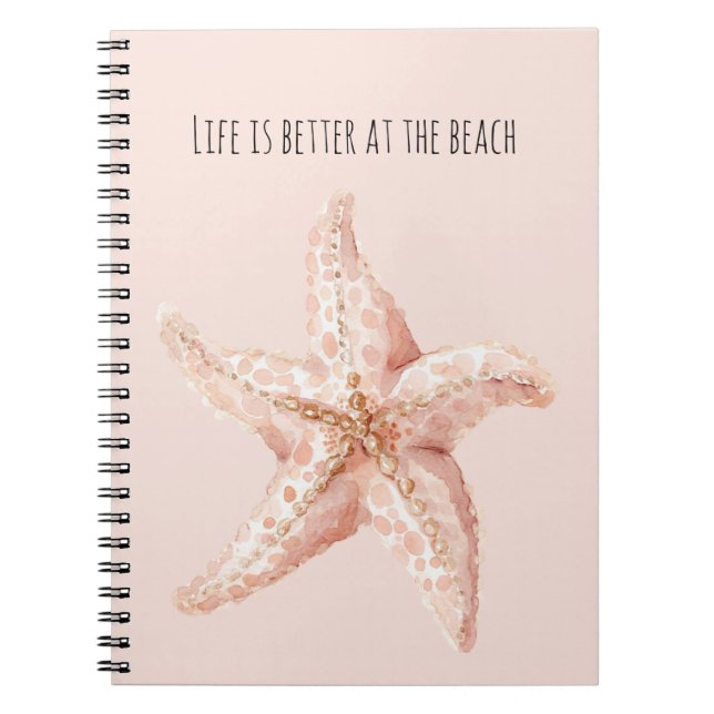 Carnet Peach Starfish Better at Beach (Devant)