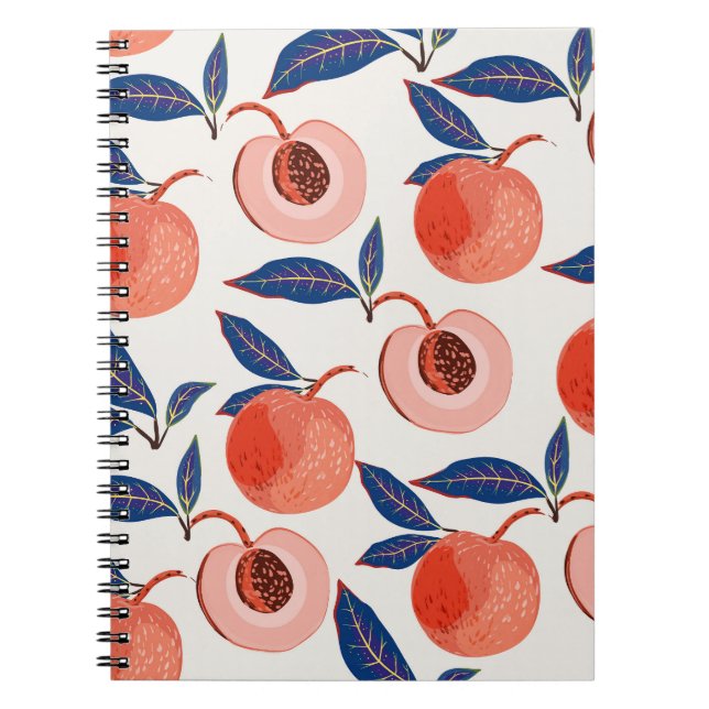 Carnet Peaches Apricot Feuilles Arrière - plan de crème (Devant)
