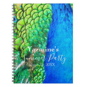 Carnet Peacock Blue Green Feather Texture Vibes d'été Sq