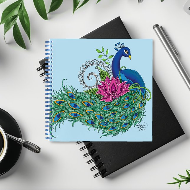Carnet Peacock Blue Lotus Fleur Henné (Créateur téléchargé)