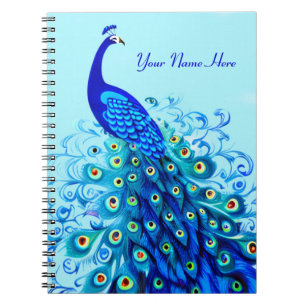 Carnet Peacock en bleu turquoise et cobalt