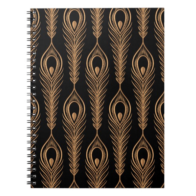 Carnet Peacock Feathers, Luxury Oriental Motif. (Devant)