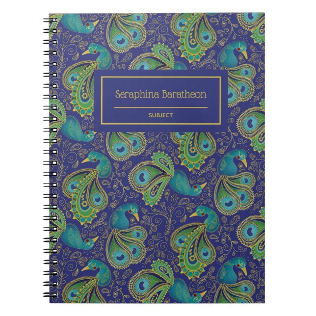Carnet Peacock Paisley Royal Blue Monogram (Devant)