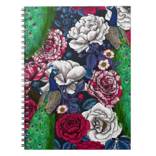 Carnet Peacocks dans le jardin rose