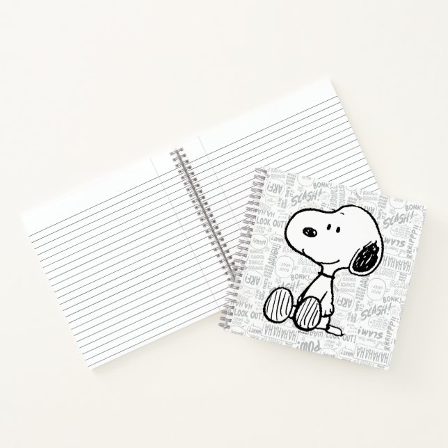 Carnet PEANUTS | Snoopy on Black White Comics (Intérieur)