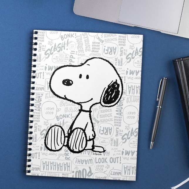 Carnet PEANUTS | Snoopy on Black White Comics (Créateur téléchargé)