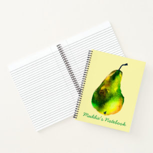 Carnet Pear aquarelle fruit vert