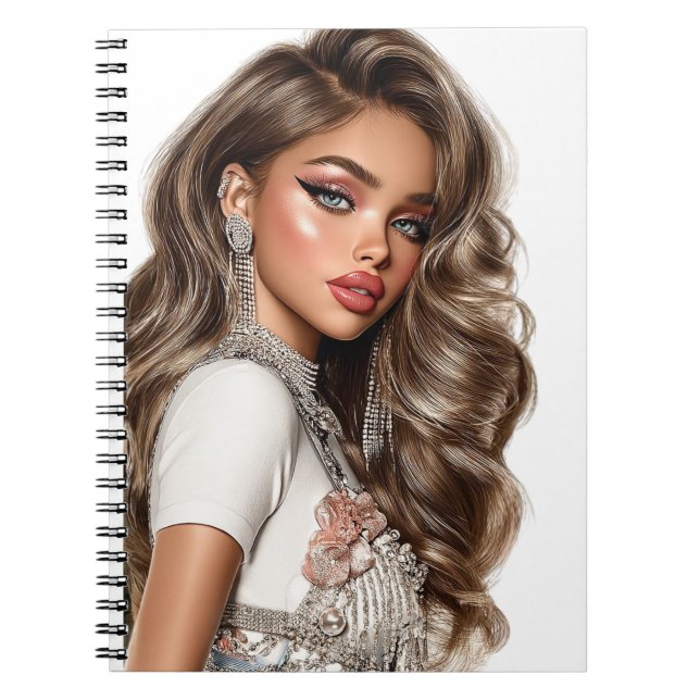 Carnet Pearl & Rhinestone Glam Girl Spiral Photo Notebook (Devant)