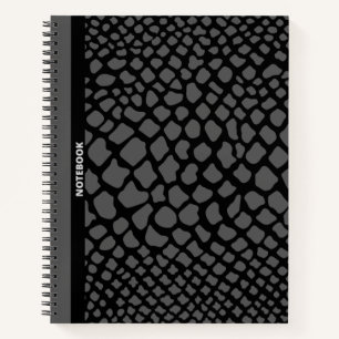 CARNET PEAU DE SERPENTINE NOIRE ET GRISE D'ÉLÉGANCE SNAKE