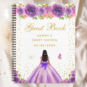 Carnet Peau foncée violette Florale Princesse Sweet sixte