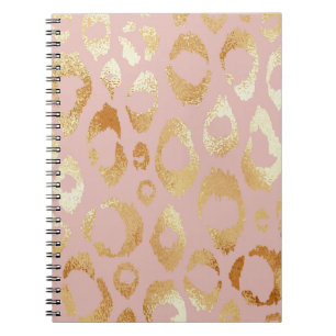 Carnet Peau léopard, texture or rose